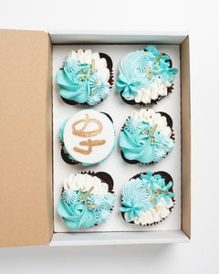 Blue Cupcake Box (Box of 6)