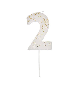 White Number 2 Candle