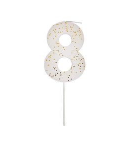 White Number 8 Candle