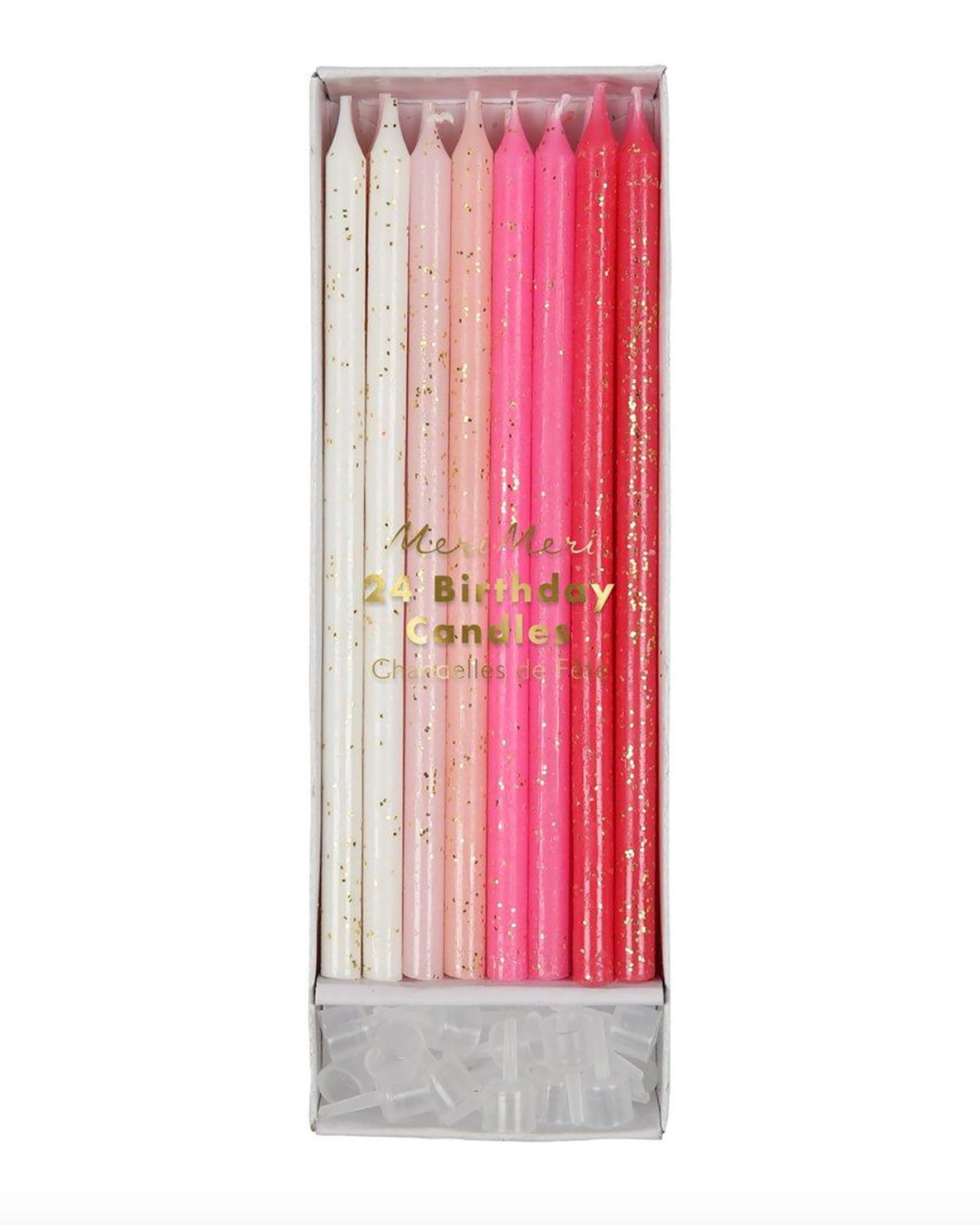 Pink Glitter Candles (set of 24)