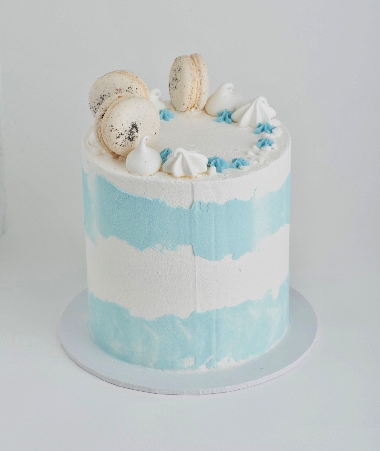 Baby Blue Stroke Wedding Floral Cake – Blissful Moon Bakery